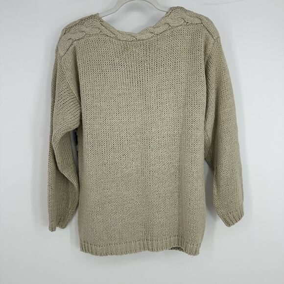 Vintage One Step Up Womens Chunky Sweater Size M Hand Knit Floral Graphic Boho - Picture 6 of 9